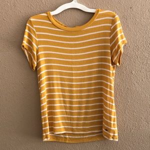 AEO Soft & Sexy Striped Mustard Tee